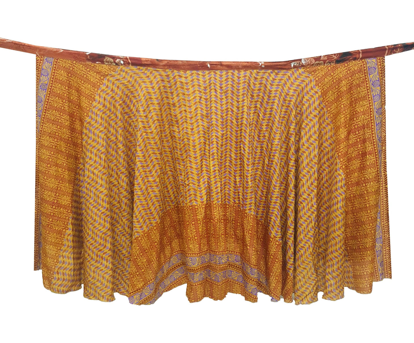 Sushila Vintage Rust Silk Saree Magic Wrap Reversible Skirt Beach Dress Handmade