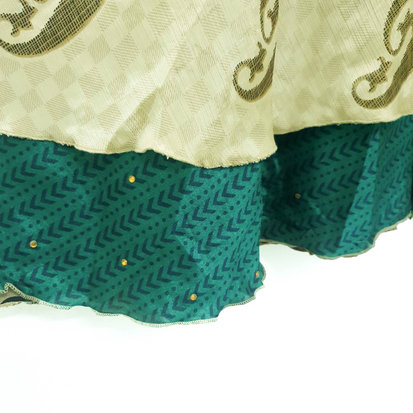 Sushila Vintage Teal Green Silk Saree Magic Wrap Reversible Skirt Beach Dress