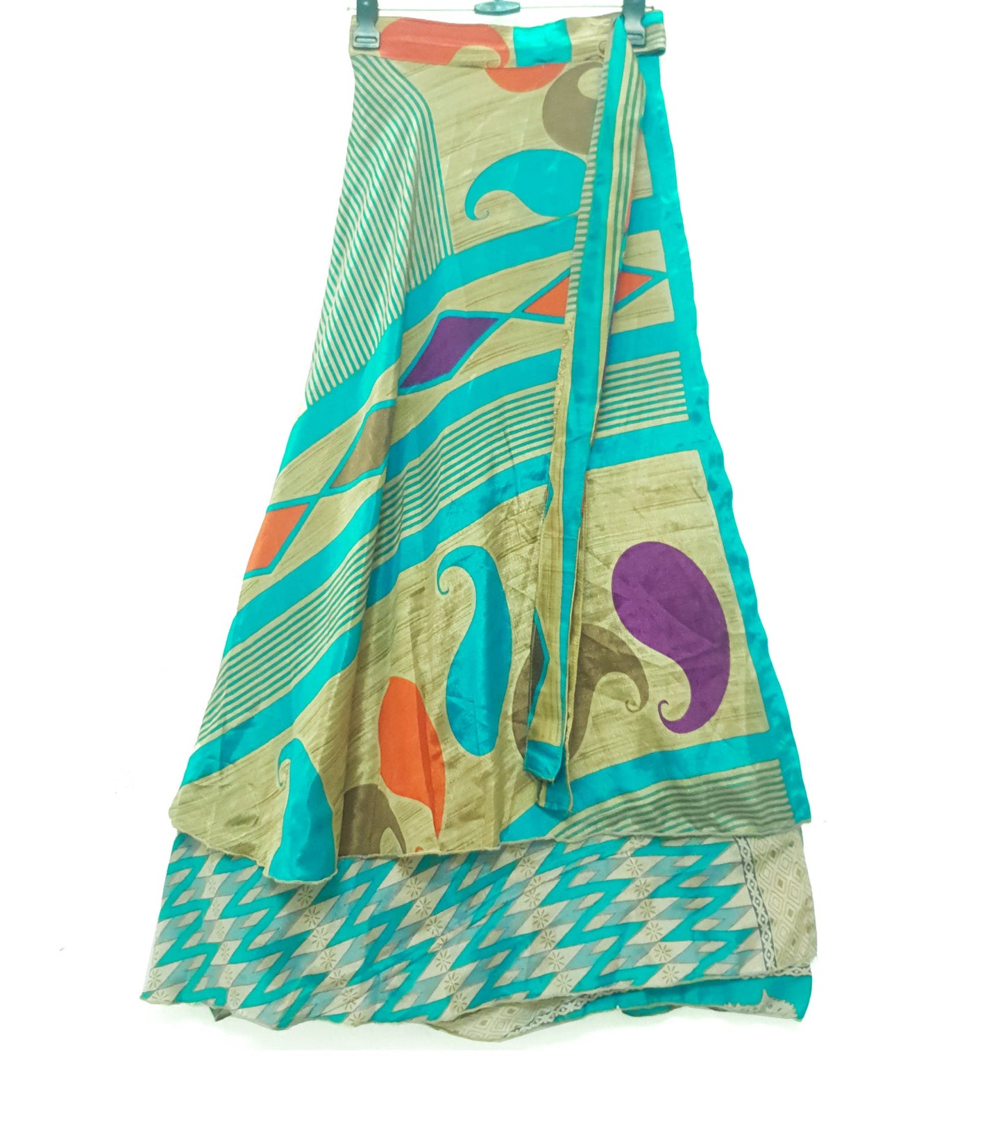 Sushila Vintage Silk Saree Magic Wrap Handmade Reversible Skirt Beach Dress Boho