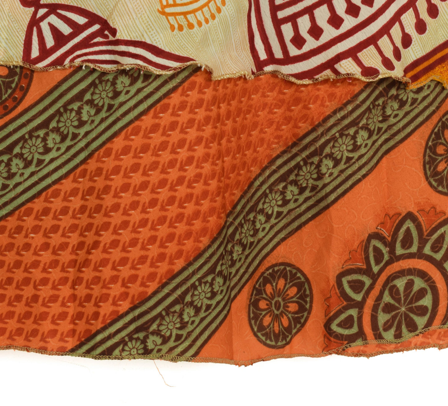 Sushila Vintage Orange Silk Saree Magic Wrap Reversible Skirt Beach Dress Hippie