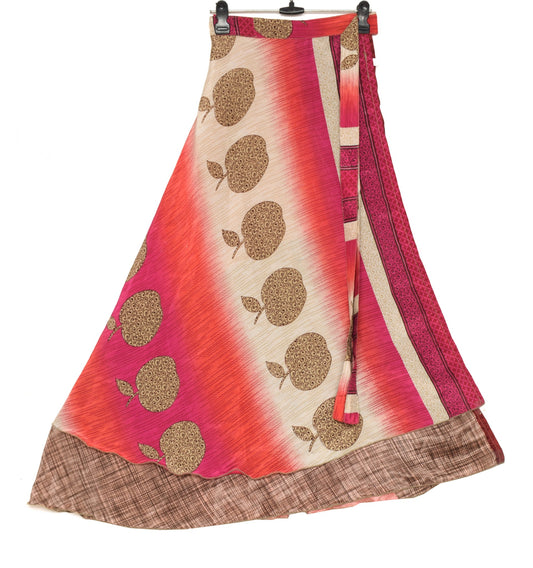 Sushila Vintage Silk Saree Magic Wrap Reversible Skirt Beach Dress Multi-Color