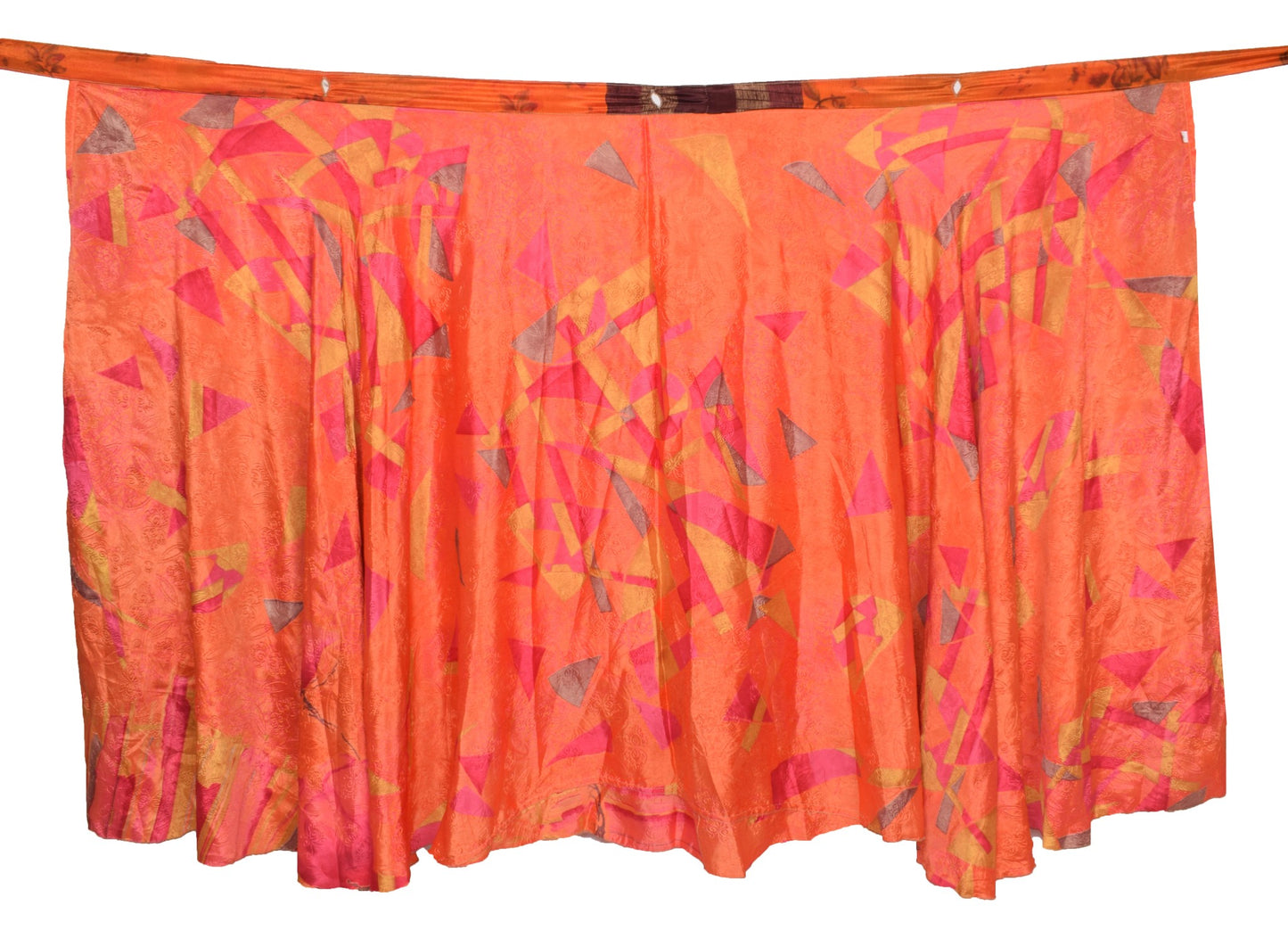 Sushila Vintage Silk Saree Magic Wrap Reversible Skirt Beach Dress Orange Boho