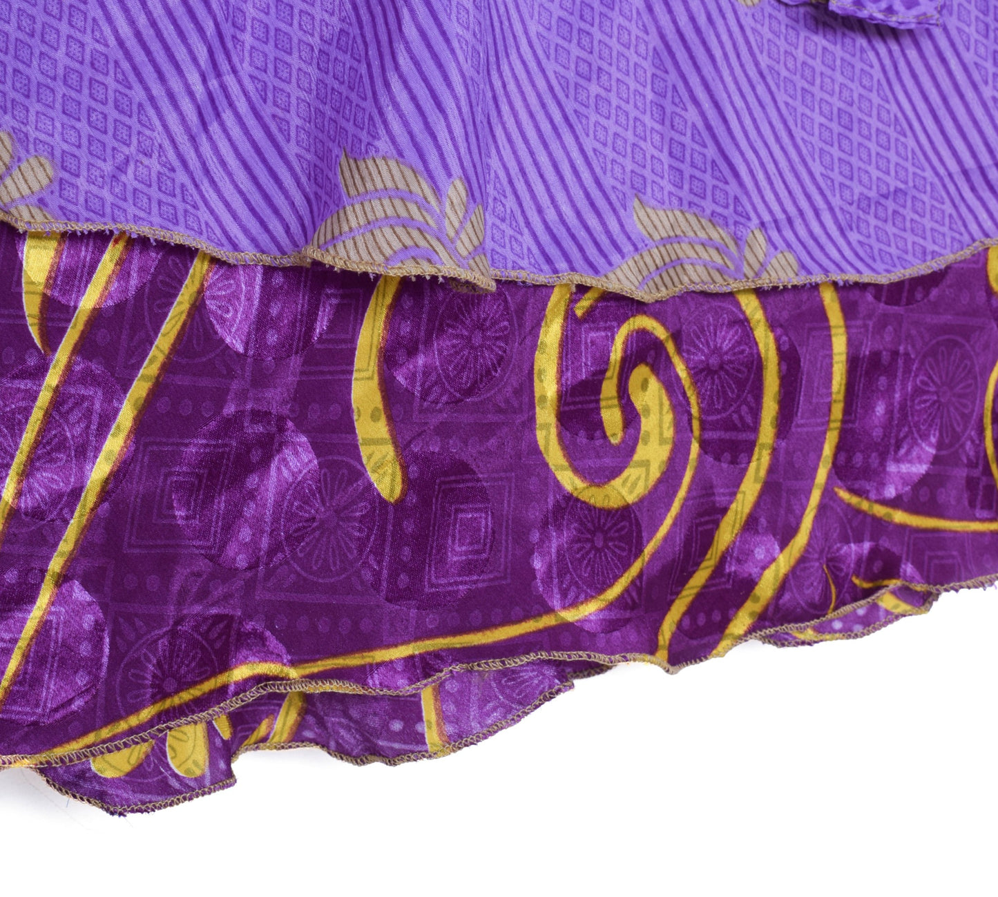 Sushila Vintage Art Silk Saree Magic Wrap Reversible Skirt Beach Dress Boho