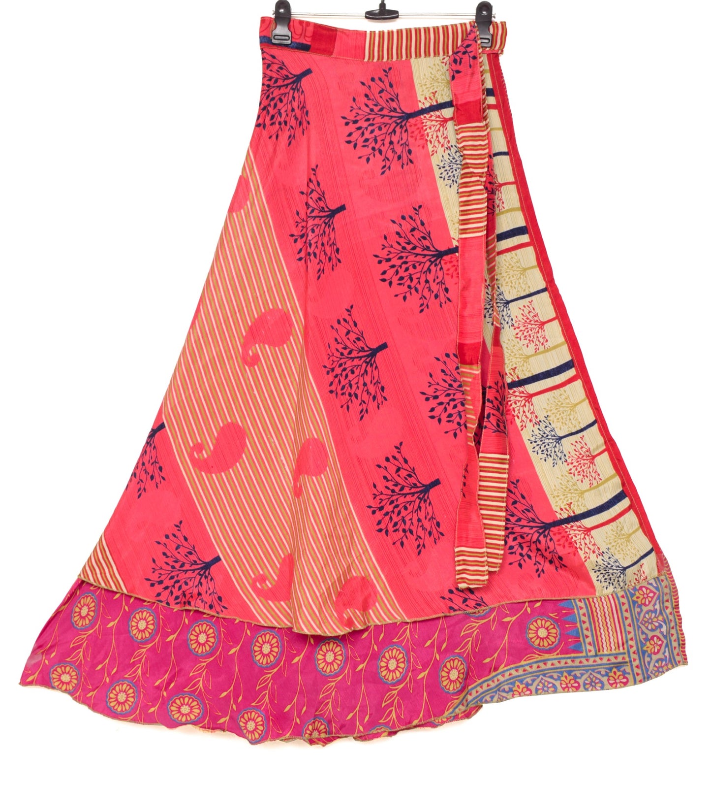 Sushila Vintage Magenta Silk Saree Magic Wrap Reversible Skirt Beach Dress Boho