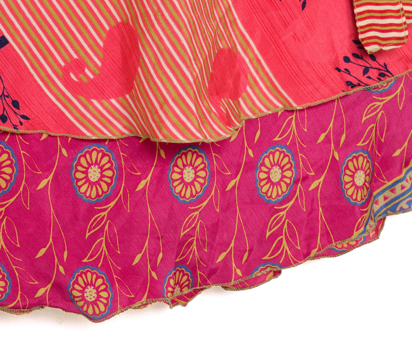 Sushila Vintage Magenta Silk Saree Magic Wrap Reversible Skirt Beach Dress Boho