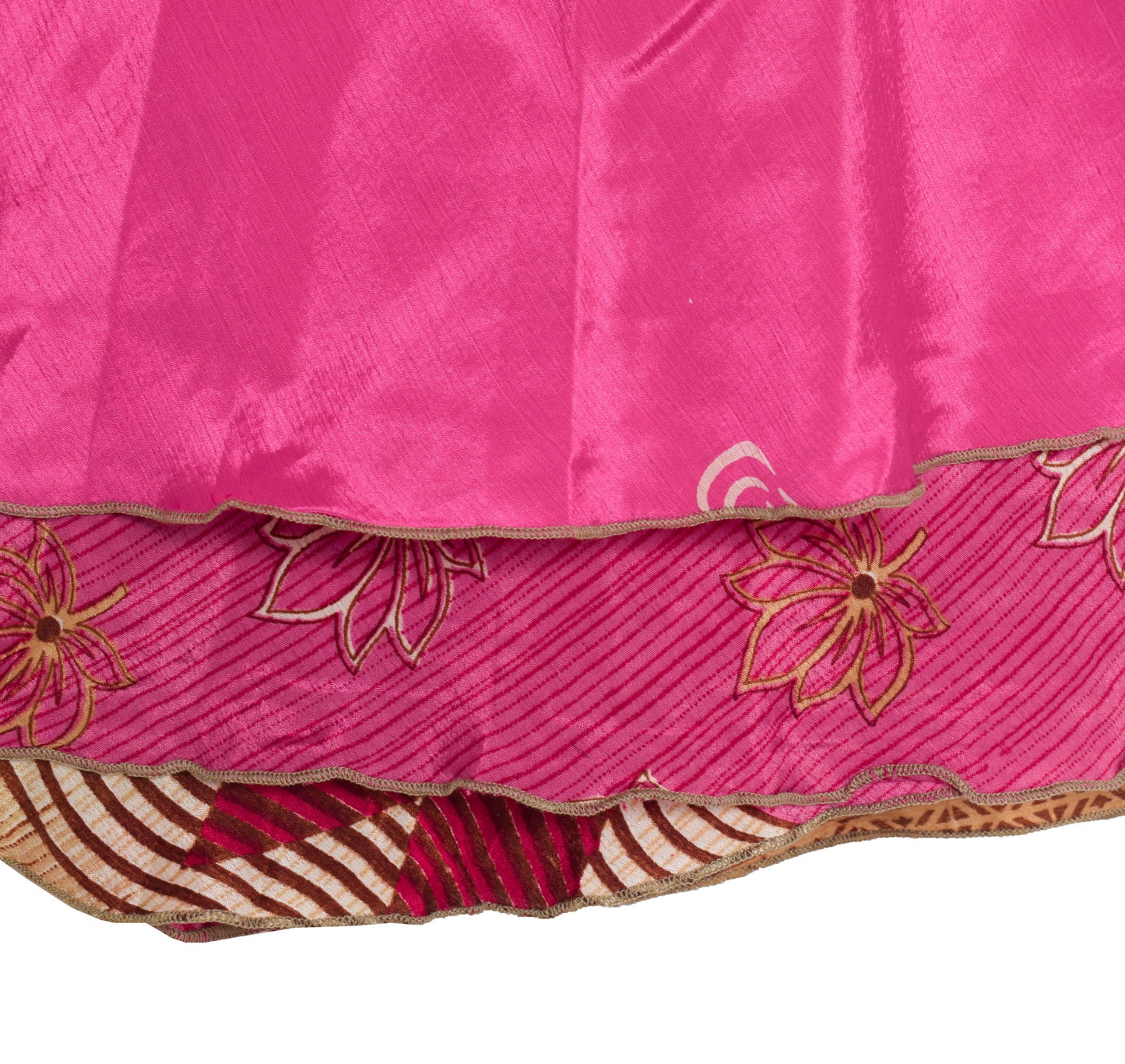 Sushila Vintage Flora Silk Saree Magic Wrap Reversible Skirt Pink Beach Dress