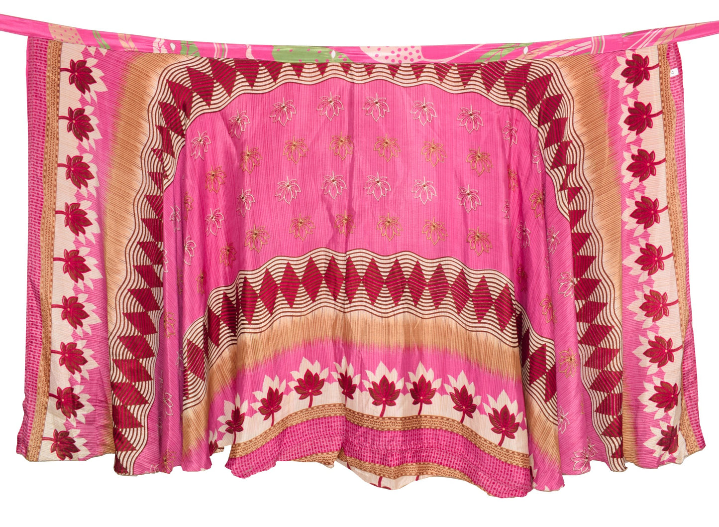 Sushila Vintage Flora Silk Saree Magic Wrap Reversible Skirt Pink Beach Dress