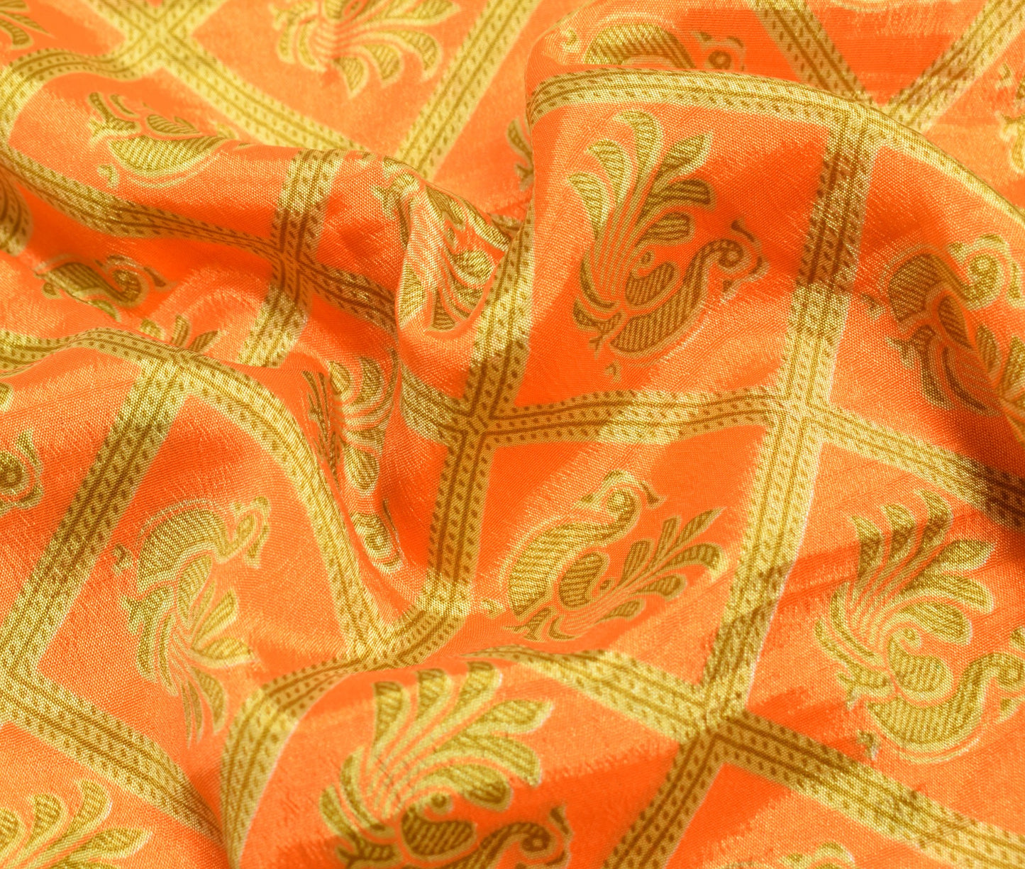 Sushila Vintage Orange Silk Saree Magic Wrap Reversible Skirt Beach Dress Hippie