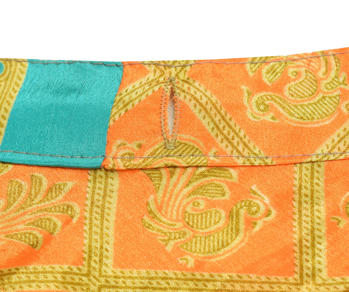 Sushila Vintage Orange Silk Saree Magic Wrap Reversible Skirt Beach Dress Hippie