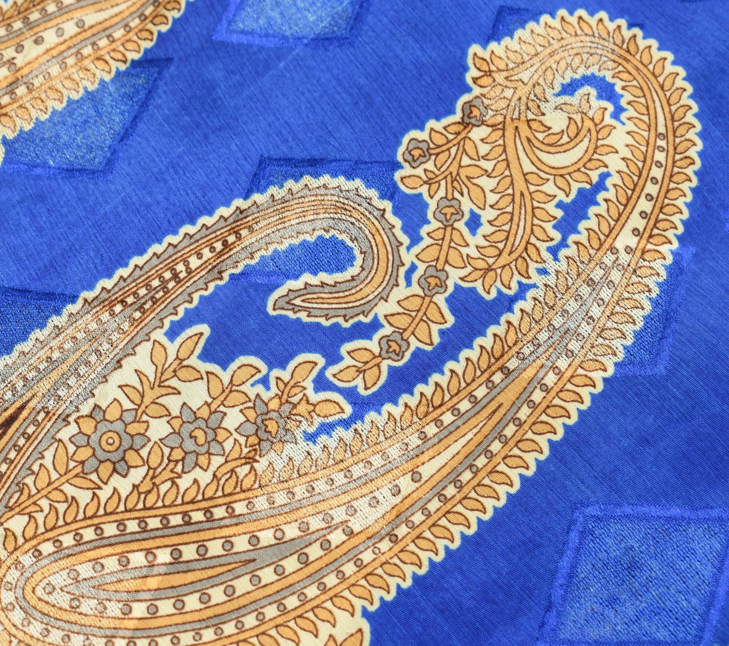 Sushila Vintage Cream Blue Silk Saree Magic Wrap Reversible Skirt Beach Dress