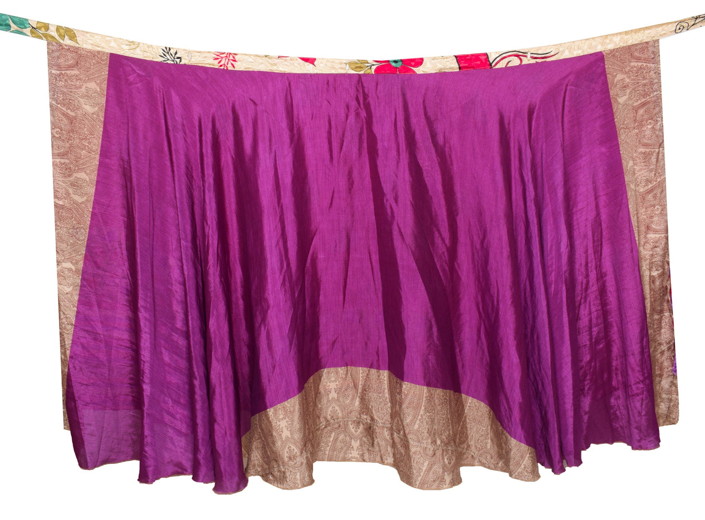 Sushila Vintage Purple Art Silk Saree Magic Wrap Reversible Skirt Beach Dress