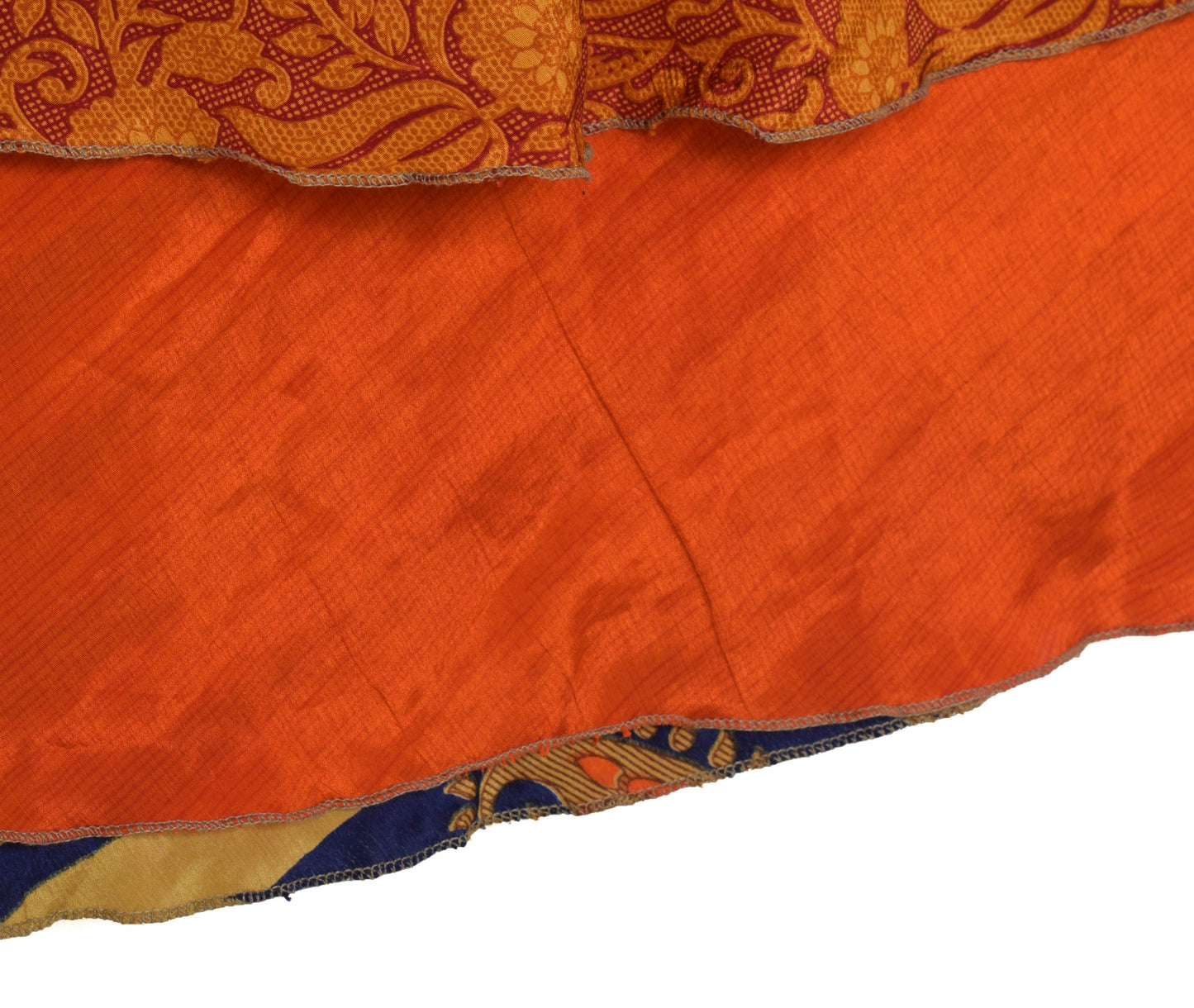 Sushila Vintage Orange Silk Saree Magic Wrap Reversible Skirt Beach Dress Hippie