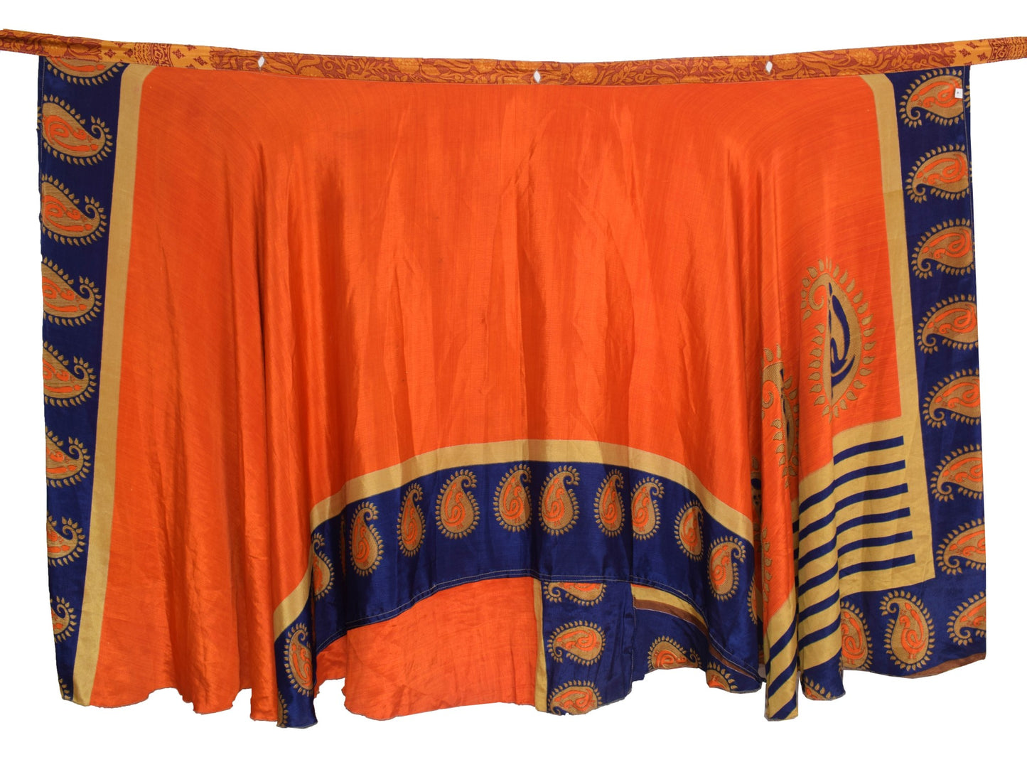 Sushila Vintage Orange Silk Saree Magic Wrap Reversible Skirt Beach Dress Hippie