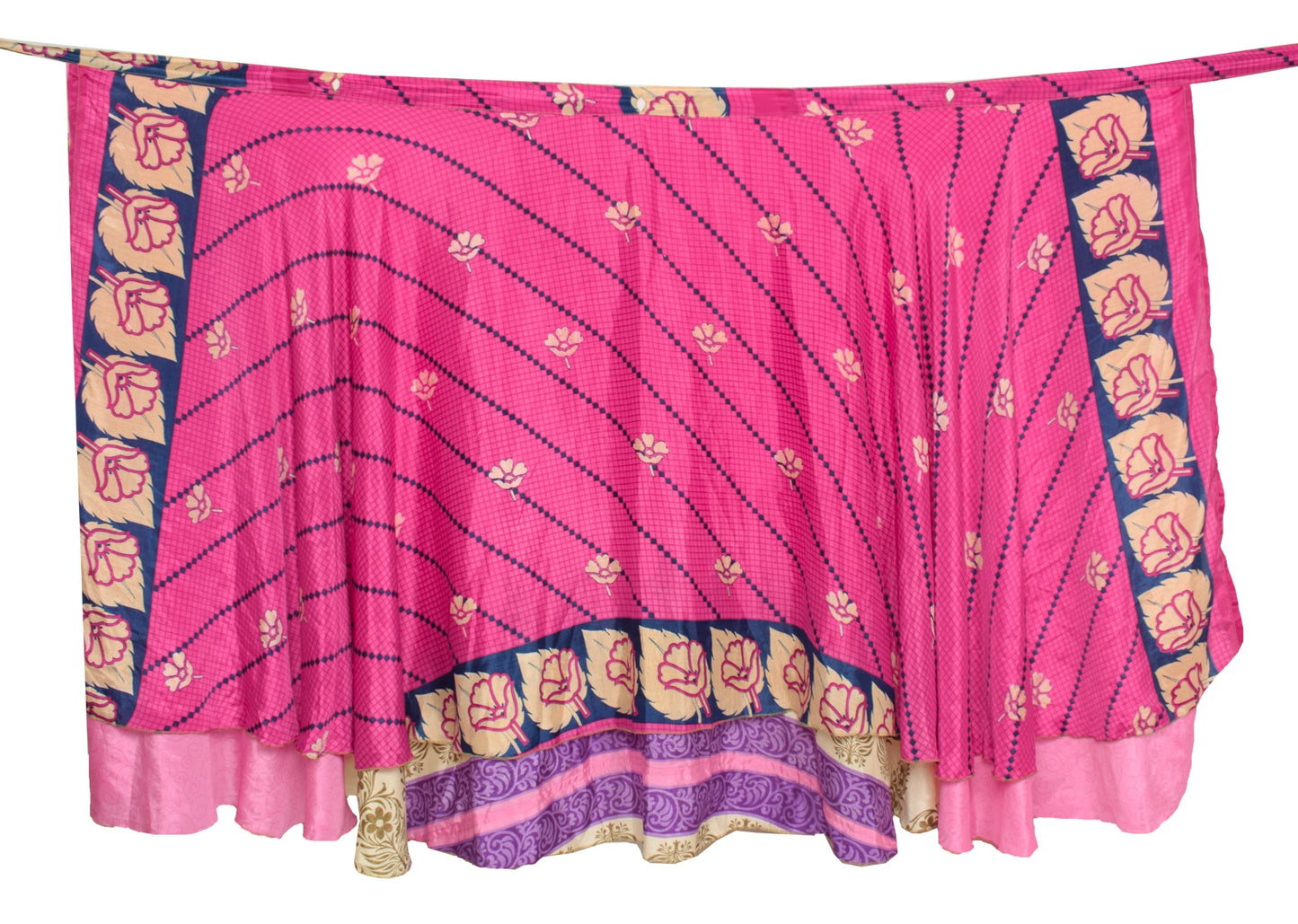 Sushila Vintage Pink Silk Saree Magic Wrap Reversible Skirt Beach Dress Hippie