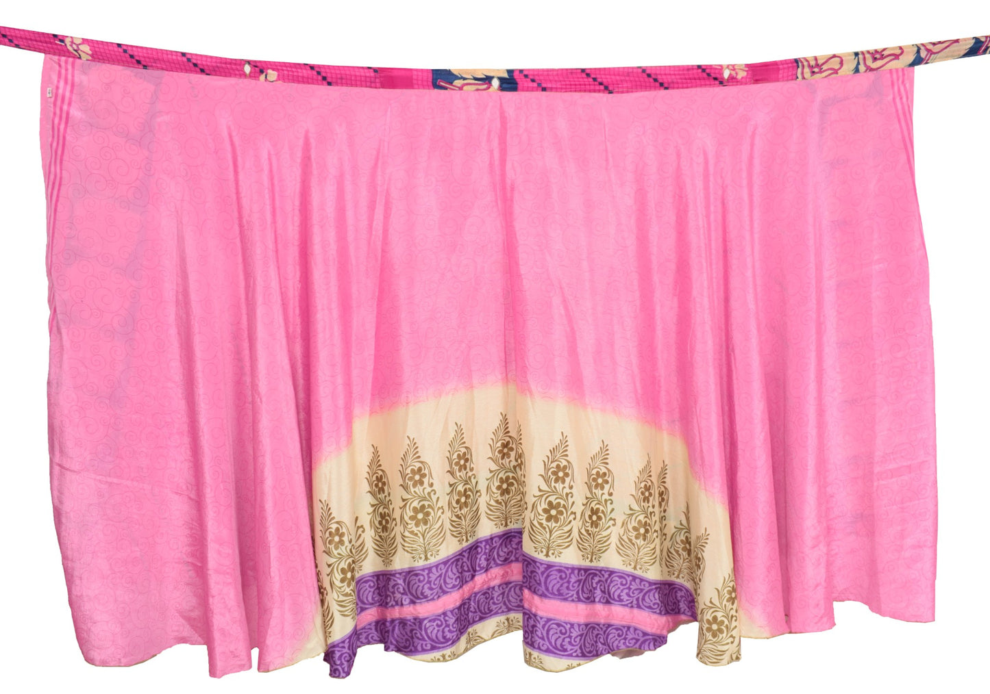 Sushila Vintage Pink Silk Saree Magic Wrap Reversible Skirt Beach Dress Hippie