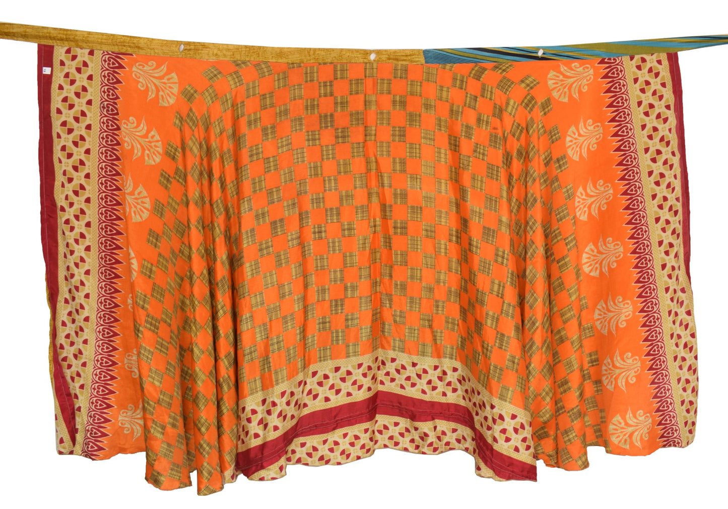 Sushila Vintage Mustard Silk Saree Magic Wrap Reversible Skirt Beach Dress Boho