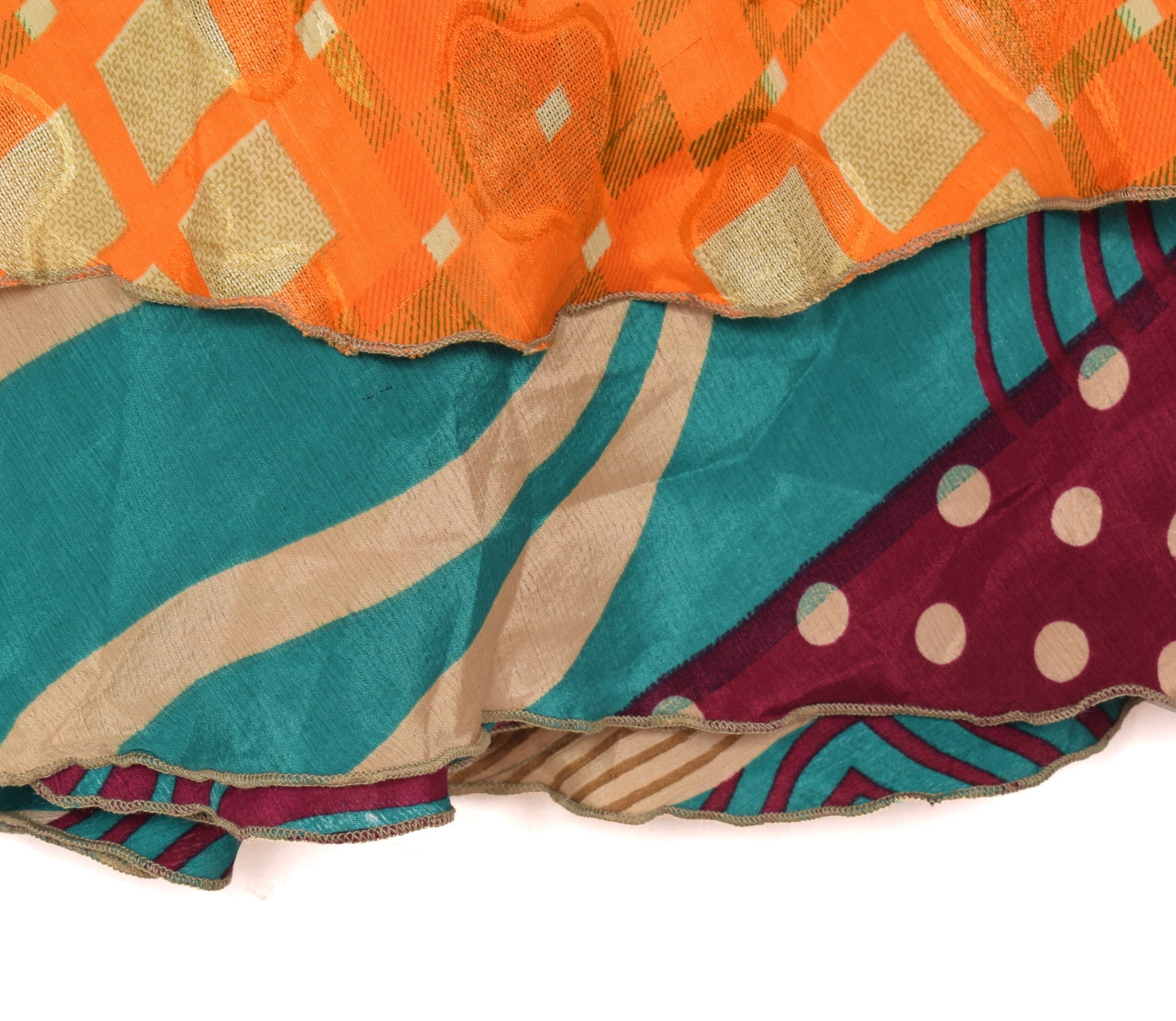 Sushila Vintage Art Silk Saree Magic Wrap Reversible Skirt Orange Beach Dress