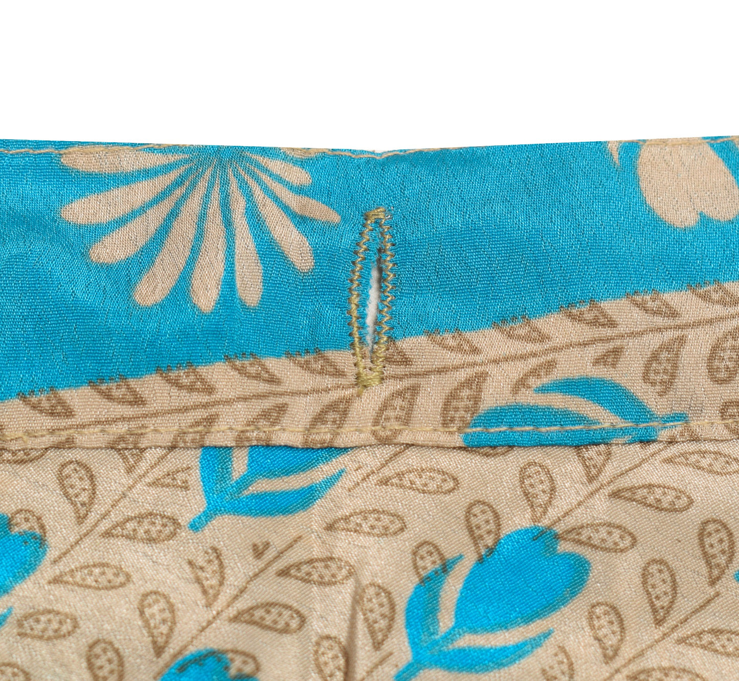 Sushila Vintage Blue Art Silk Saree Magic Wrap Reversible Skirt Beach Dress