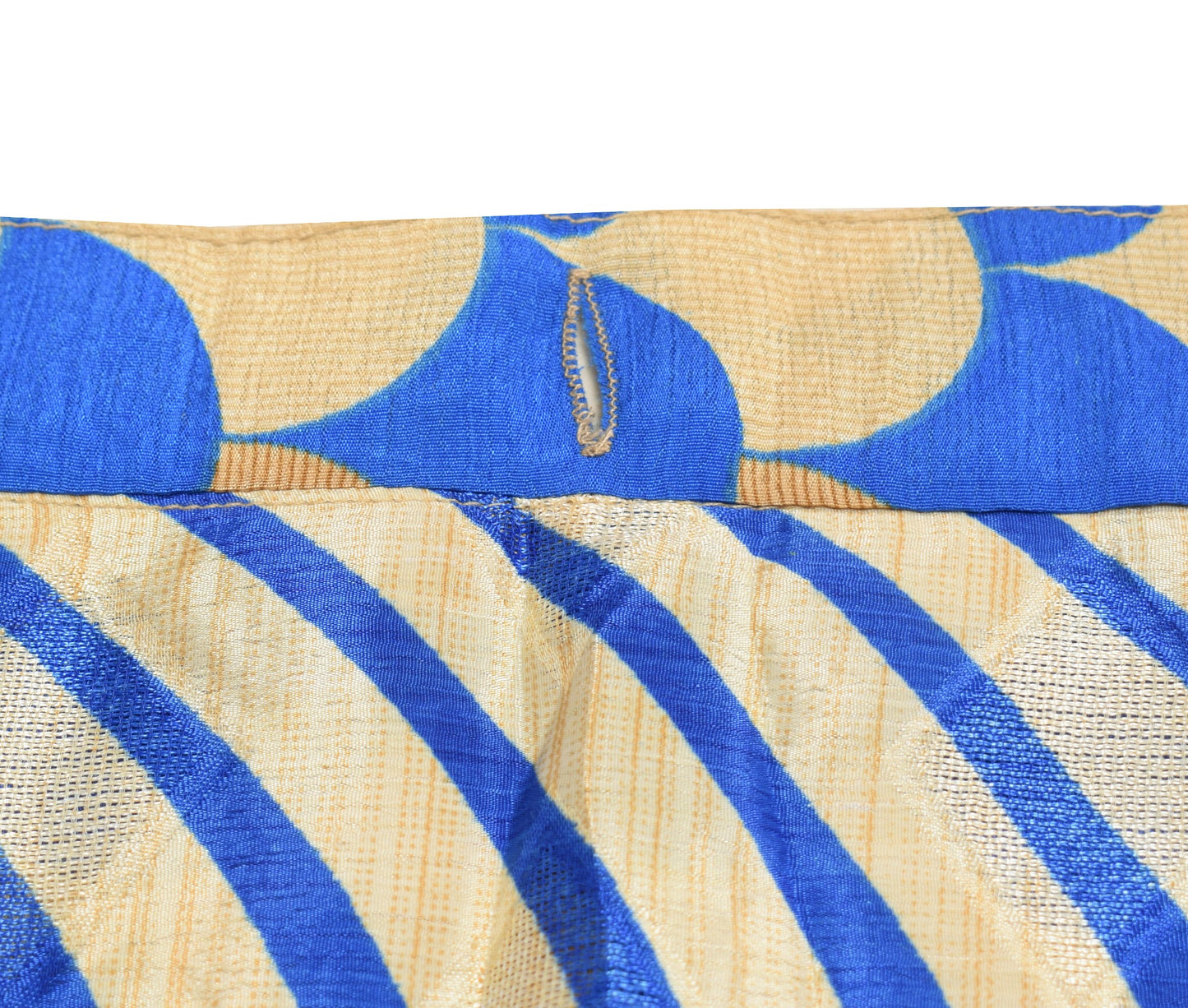 Sushila Vintage Cream Blue Silk Saree Magic Wrap Reversible Skirt Beach Dress