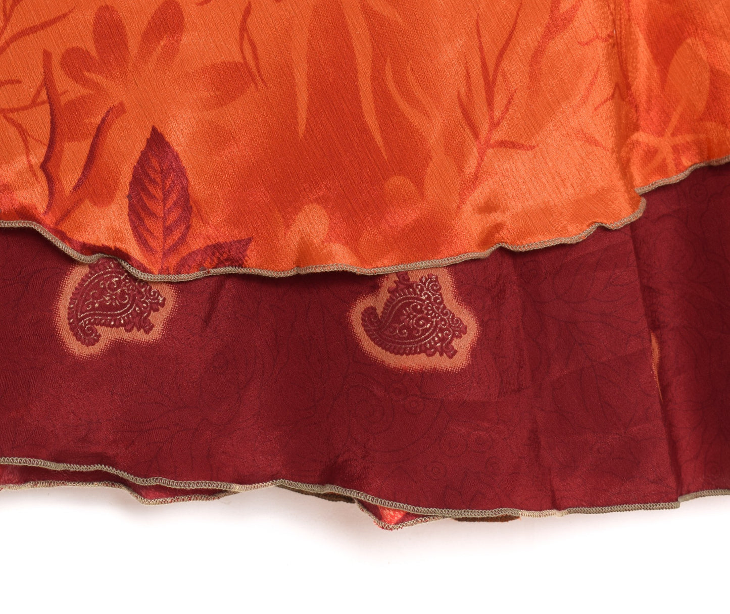 Sushila Vintage Maroon Art Silk Saree Magic Wrap Reversible Skirt Beach Dress