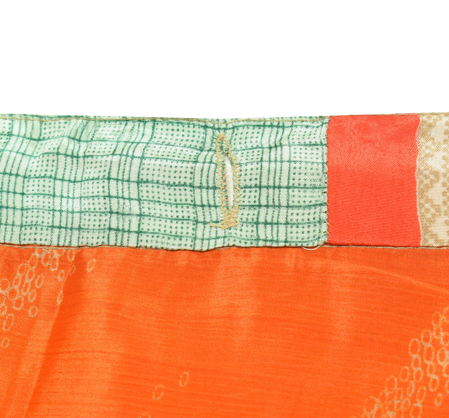 Sushila Vintage Green Silk Saree Magic Wrap Reversible Skirt Orange Beach Dress