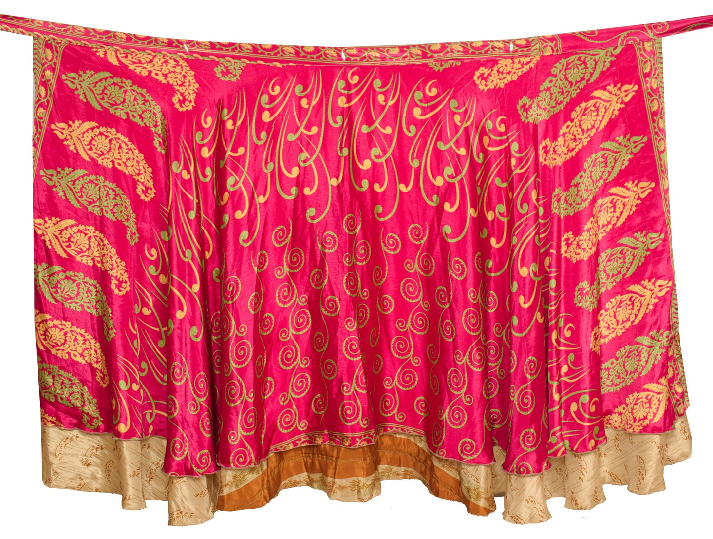 Sushila Vintage Magenta Silk Saree Magic Wrap Reversible Skirt Beach Dress Boho