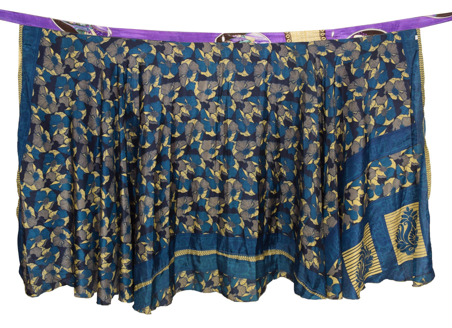 Sushila Vintage Silk Saree Magic Wrap Antique Print Reversible Skirt Beach Dres