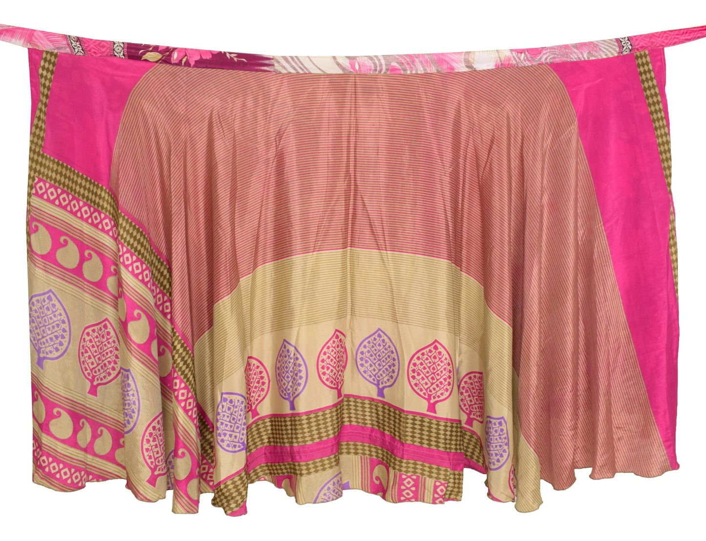 Sushila Vintage Pink Silk Saree Magic Wrap Reversible Skirt Beach Dress Hippie