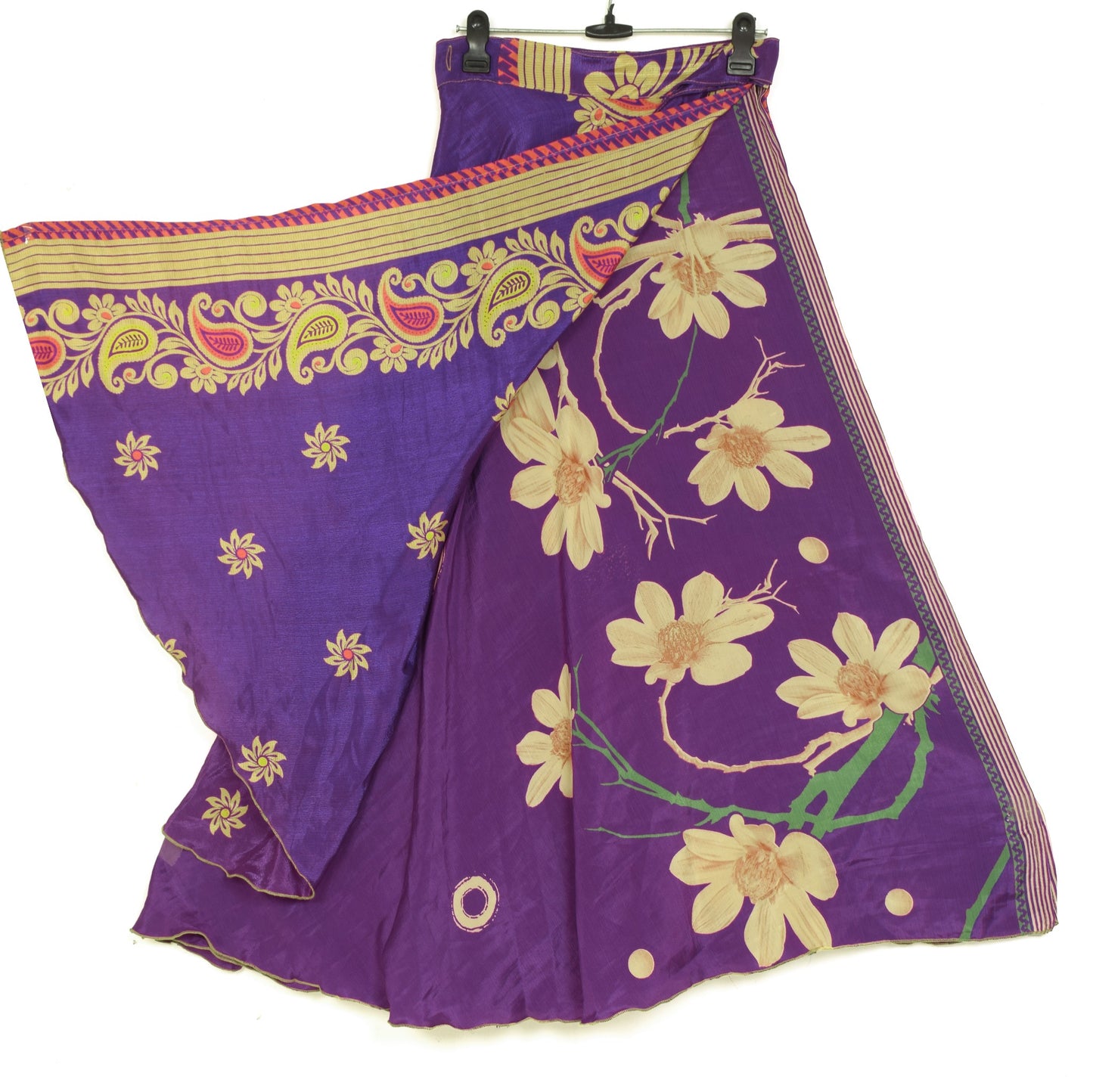 Sushila Vintage Purple Silk Saree Magic Wrap Reversible Skirt Beach Dress Hippie