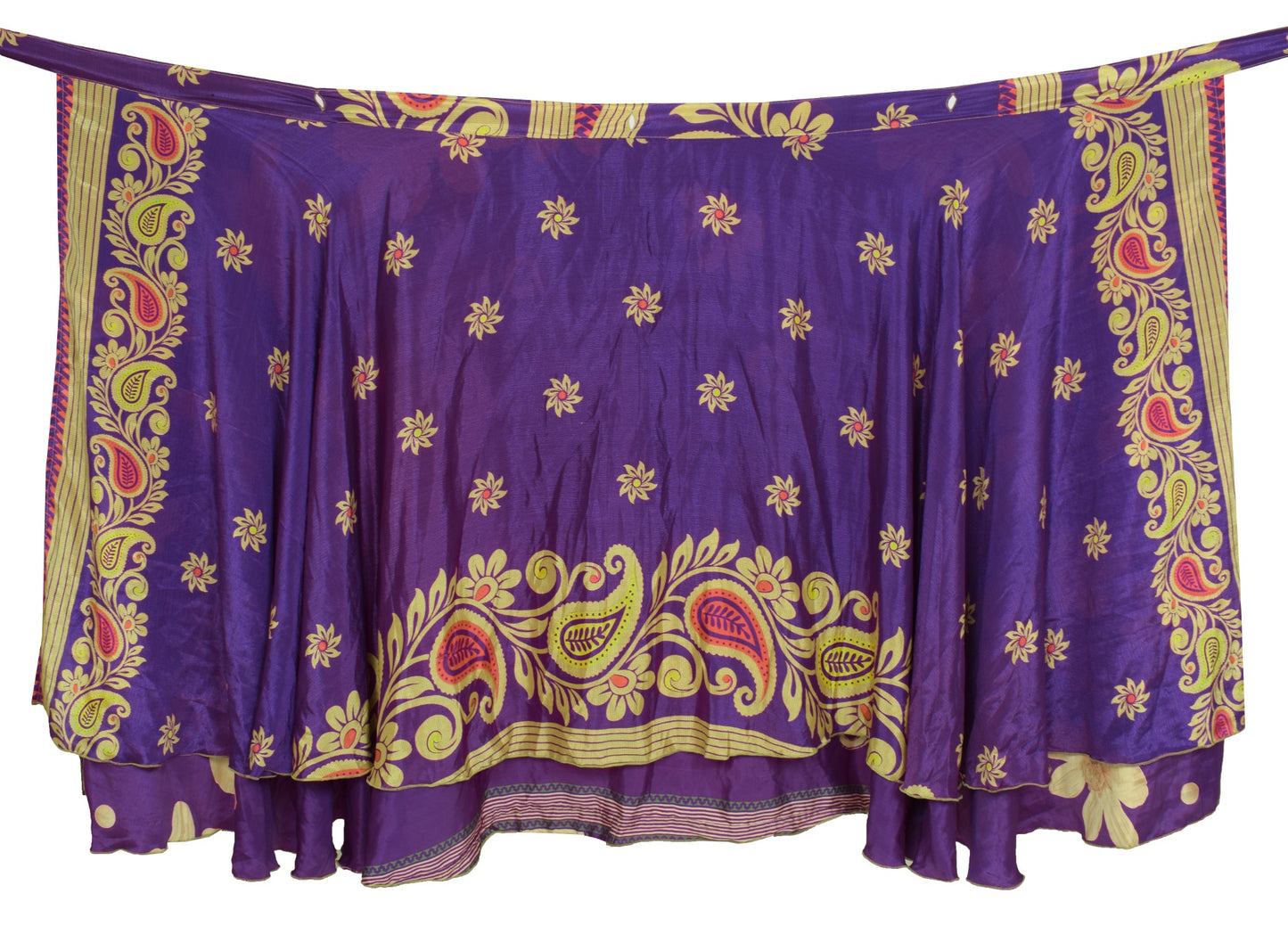 Sushila Vintage Purple Silk Saree Magic Wrap Reversible Skirt Beach Dress Hippie