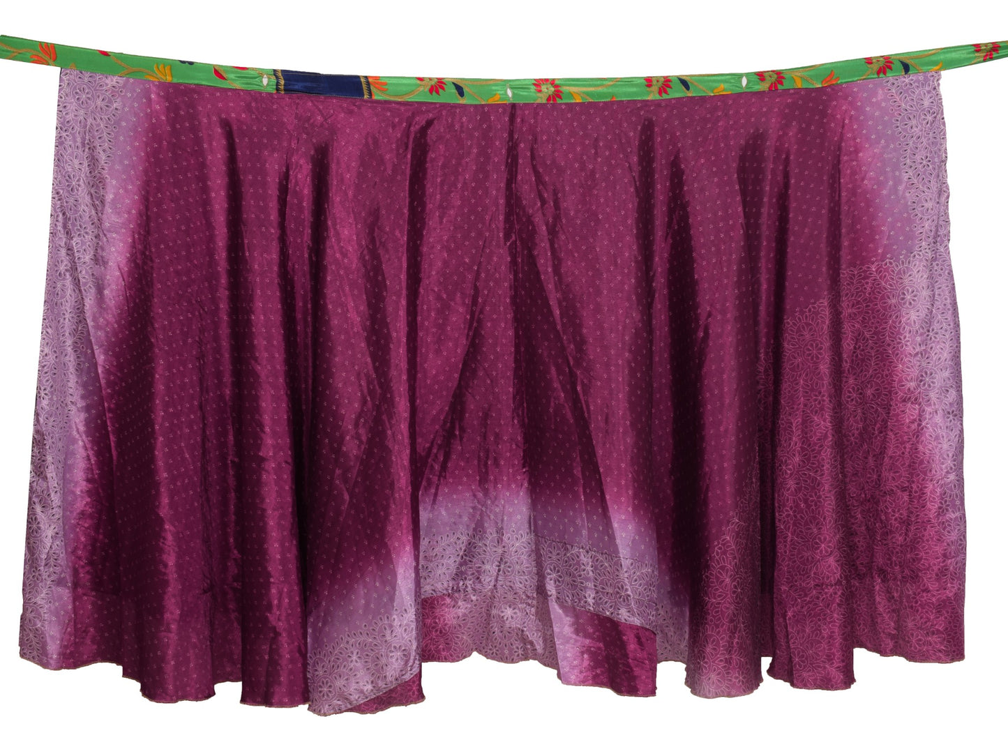 Sushila Vintage Silk Saree Magic Wrap Reversible Skirt Dark Purple Beach Dress