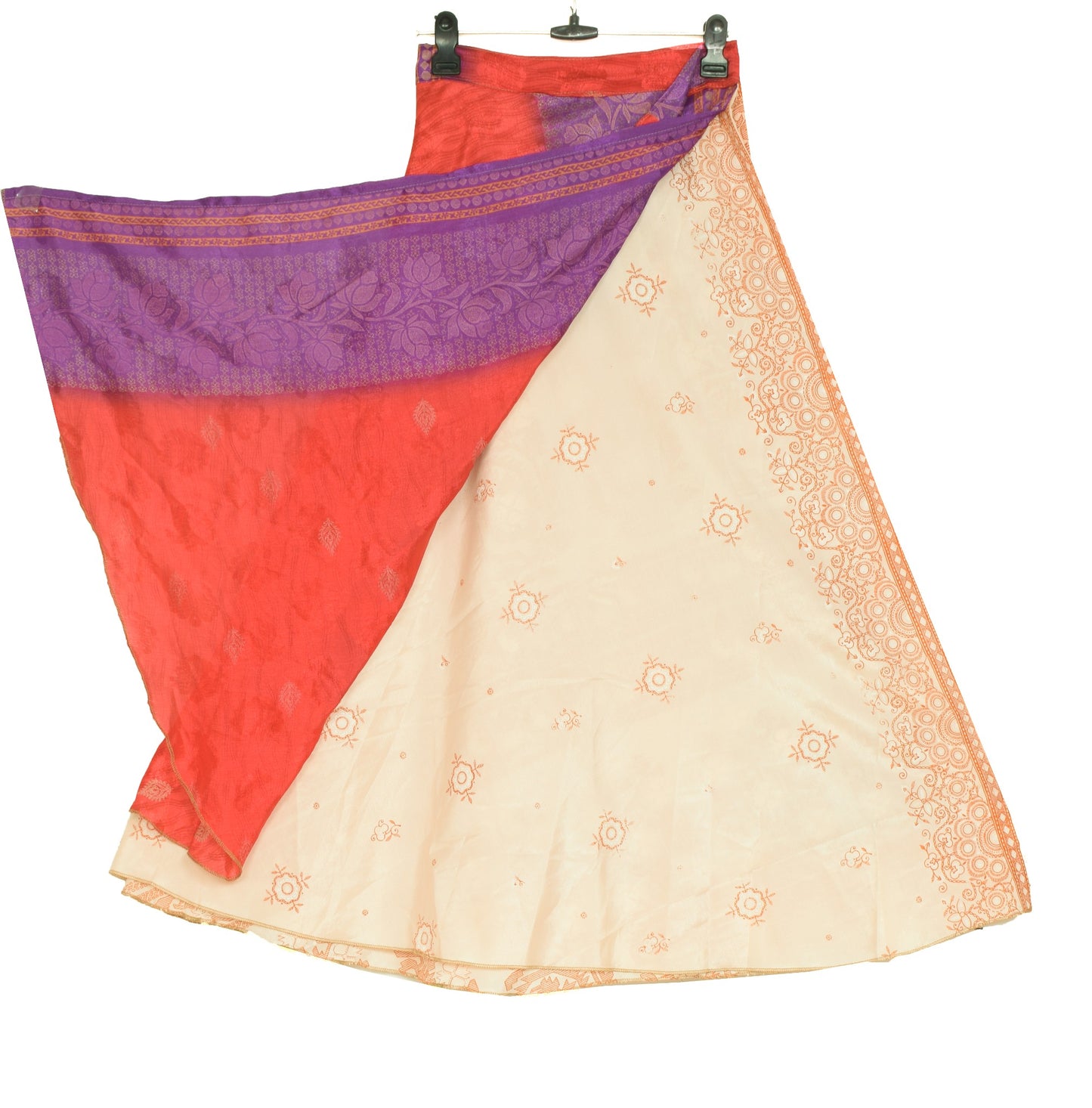 Sushila Vintage Art Silk Saree Magic Wrap Reversible Skirt Beach Dress Magenta