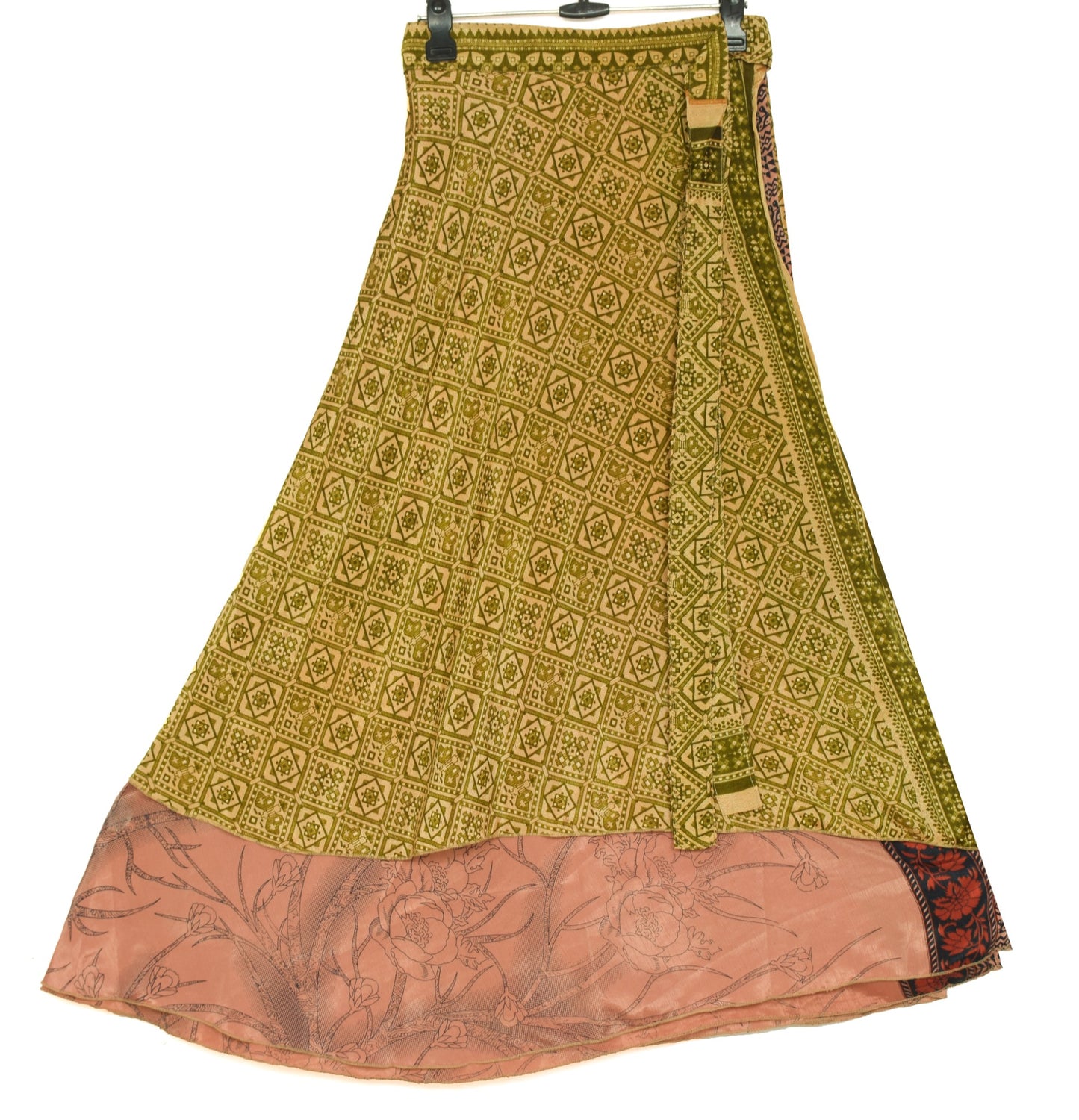 Sushila Vintage Floral Silk Saree Magic Wrap Reversible Skirt Beach Dress Hippie