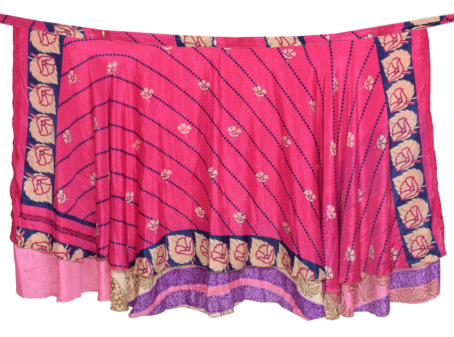 Sushila Vintage Flora Art Silk Saree Magic Wrap Reversible Skirt Beach Dress