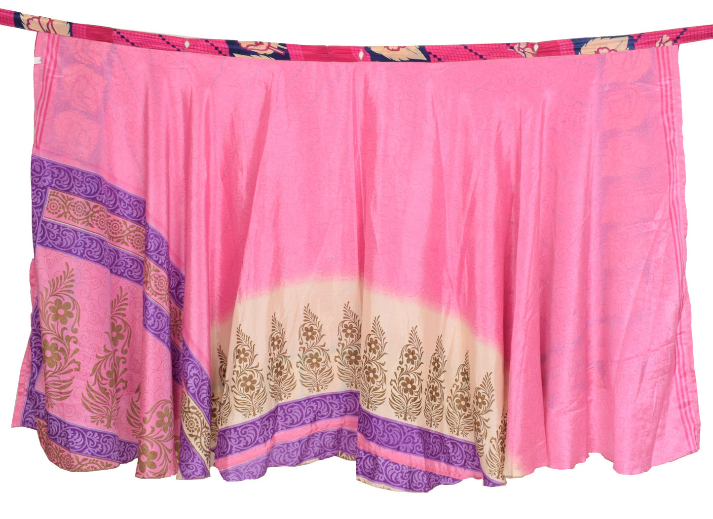 Sushila Vintage Flora Art Silk Saree Magic Wrap Reversible Skirt Beach Dress