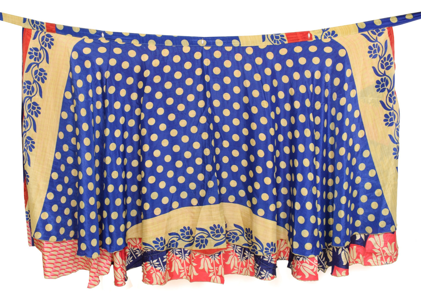 Sushila Vintage Blue Pink ArtSilk Saree Magic Wrap Reversible Skirt Beach Dress