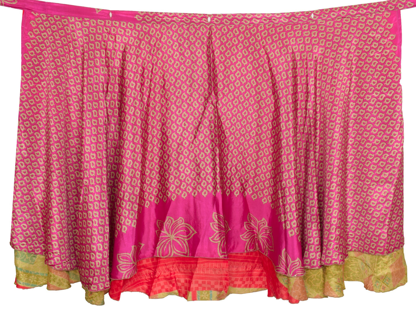 Sushila Vintage Magenta Silk Saree Magic Wrap Reversible Skirt Beach Dress Boho