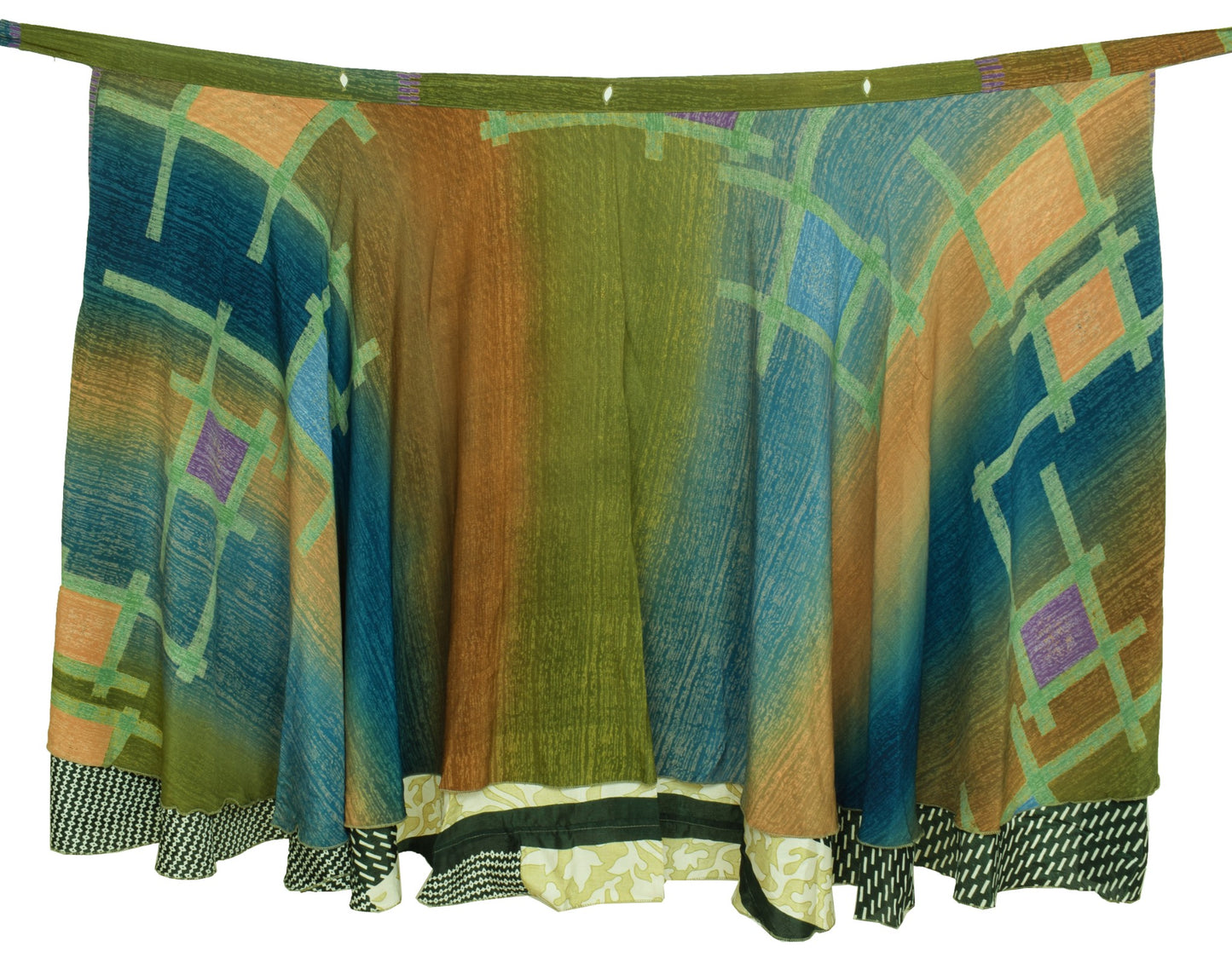 Sushila Vintage Art Silk Saree Magic Wrap Reversible Skirt Green Beach Dress