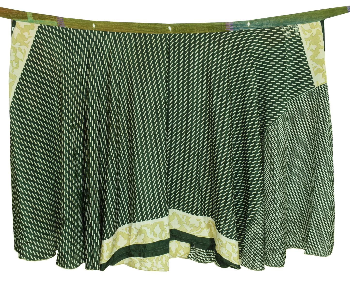 Sushila Vintage Art Silk Saree Magic Wrap Reversible Skirt Green Beach Dress