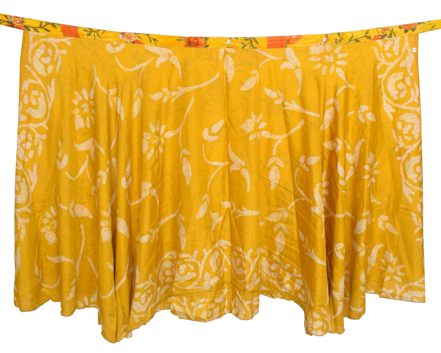 Sushila Vintage Mustard Silk Saree Magic Wrap Reversible Skirt Beach Dress Boho