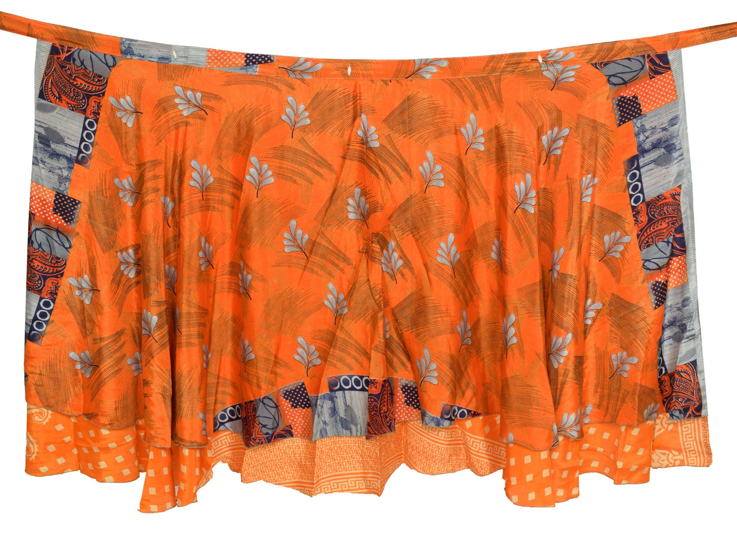 Sushila Vintage Orange Silk Saree Magic Wrap Reversible Skirt Beach Dress Hippie