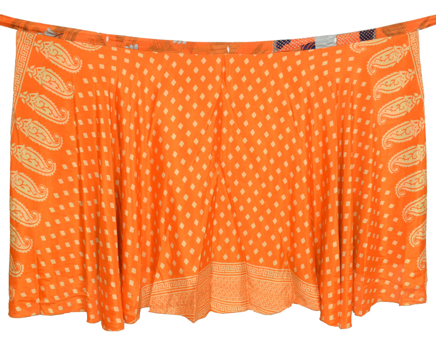 Sushila Vintage Orange Silk Saree Magic Wrap Reversible Skirt Beach Dress Hippie