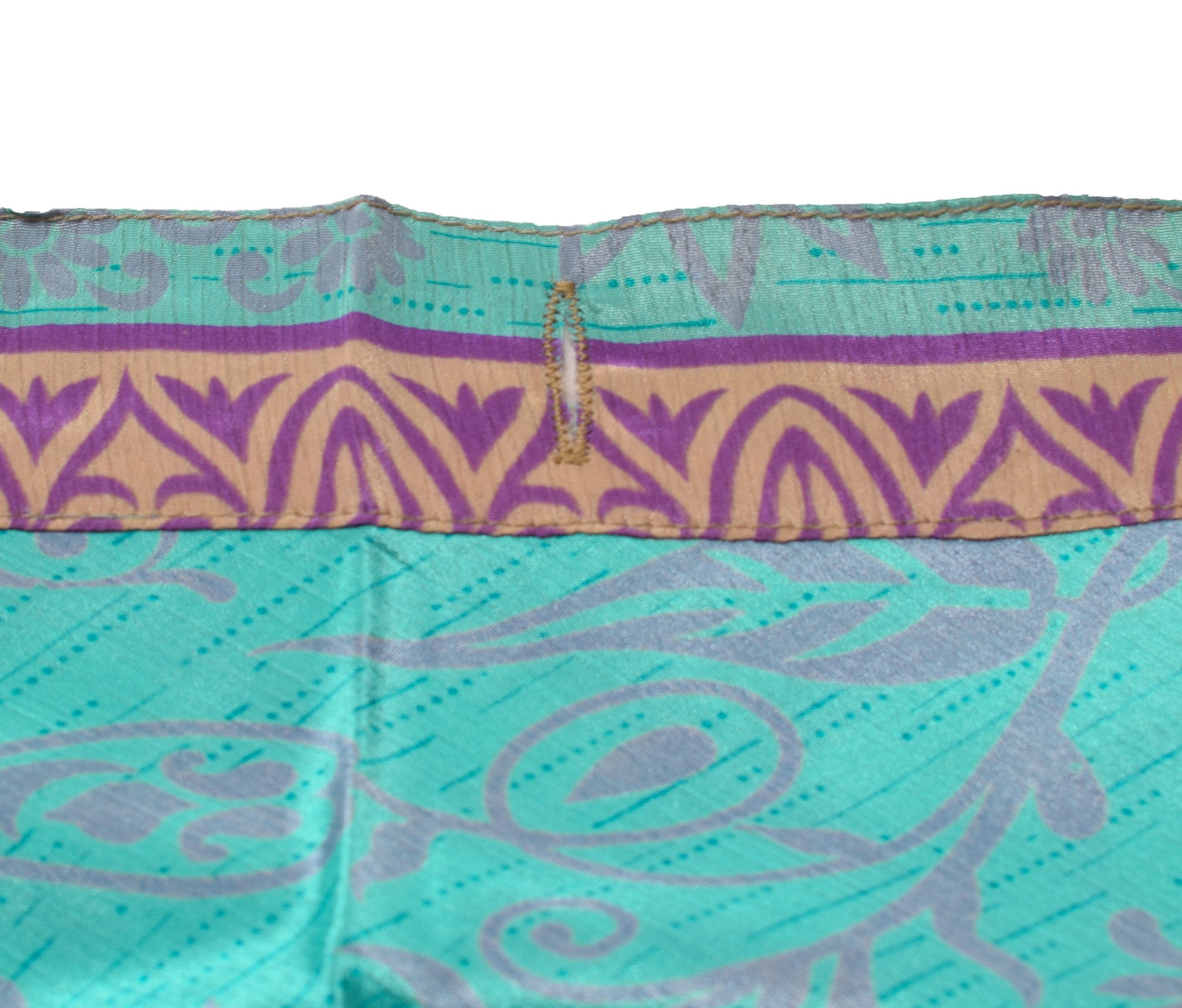 Sushila Vintage Aqua Blue Silk Saree Magic Wrap Reversible Skirt Beach Dress