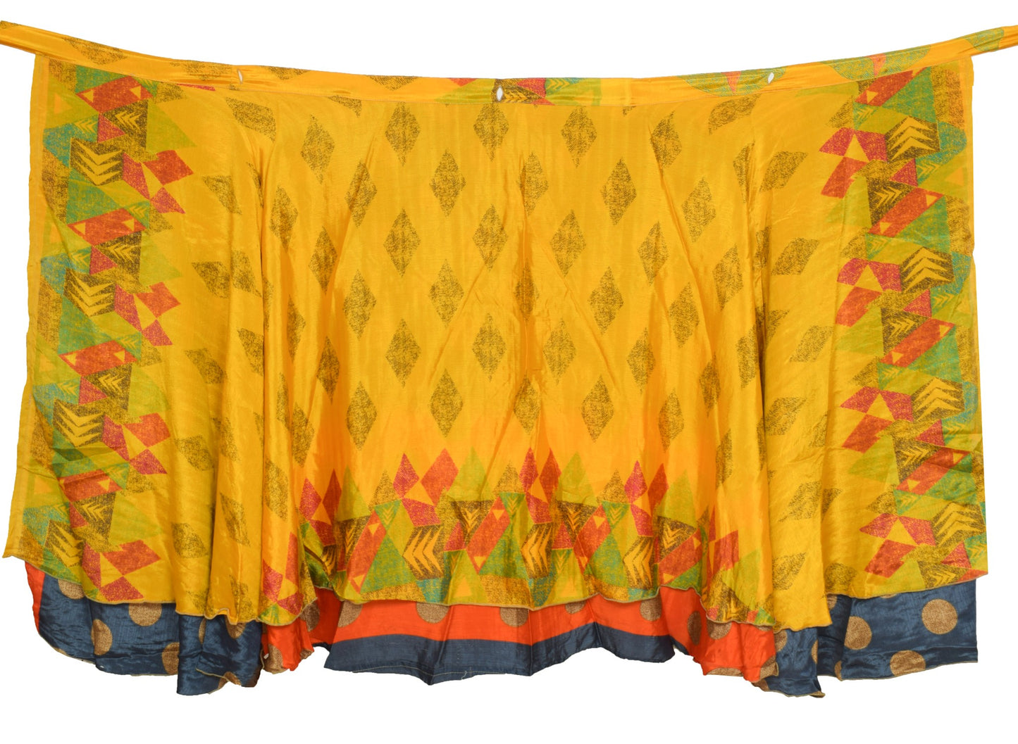 Sushila Vintage Gray Yellow Silk Saree Magic Wrap Reversible Skirt Beach Dress