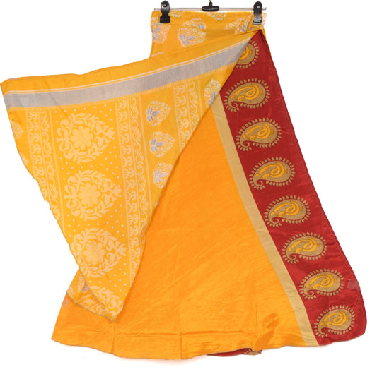 Sushila Vintage Yellow Silk Saree Magic Wrap Reversible Skirt Beach Dress Boho