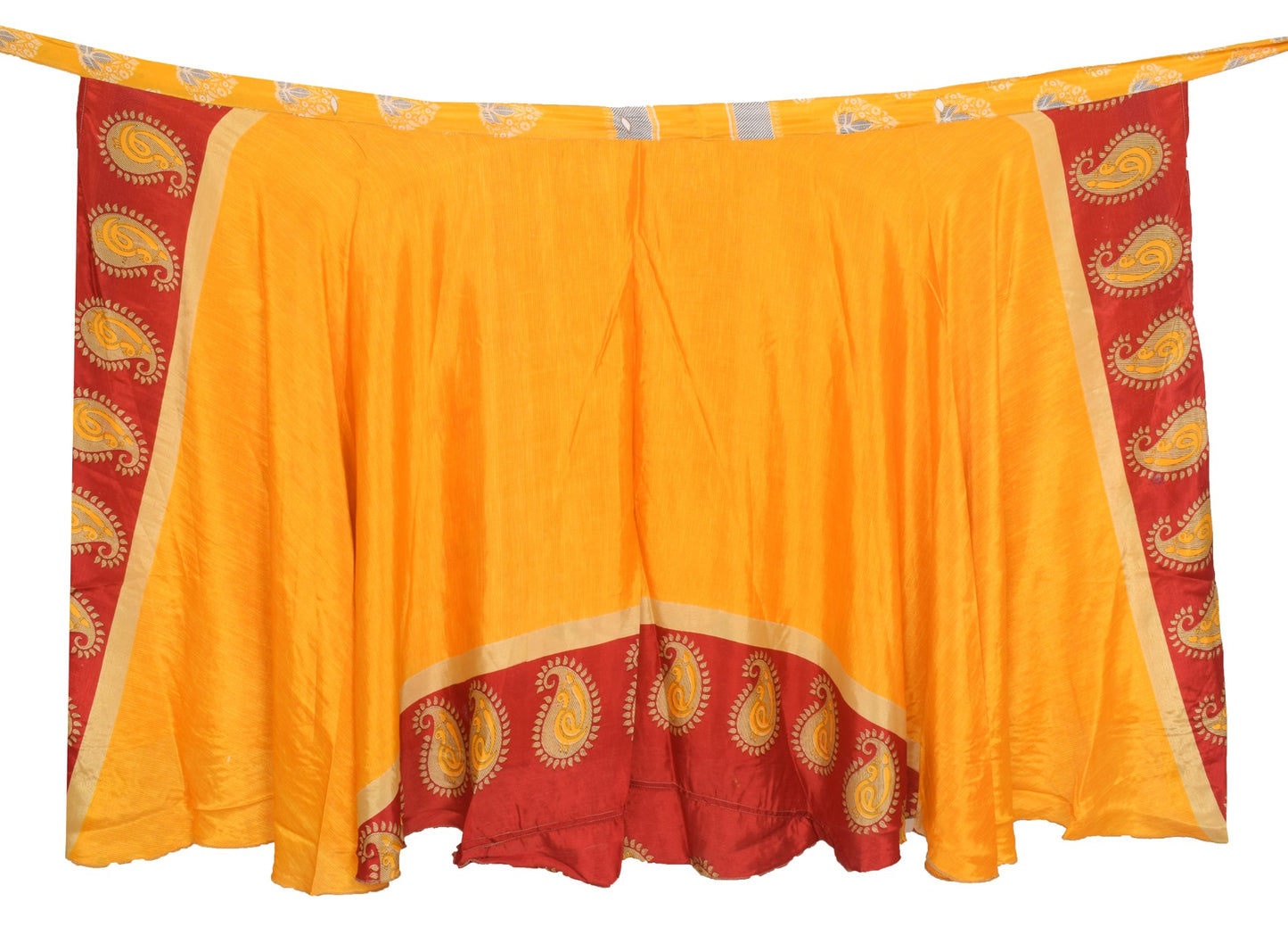 Sushila Vintage Yellow Silk Saree Magic Wrap Reversible Skirt Beach Dress Boho