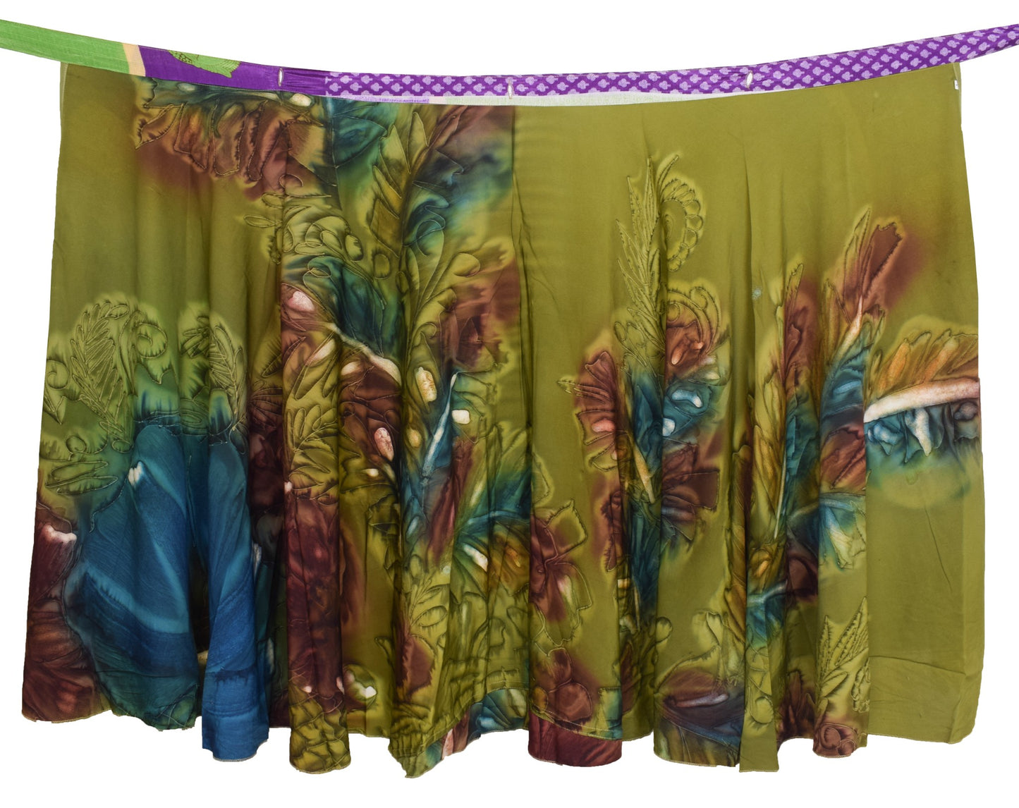 Sushila Vintage Silk Saree Magic Wrap Reversible Skirt Human Print Beach Dress