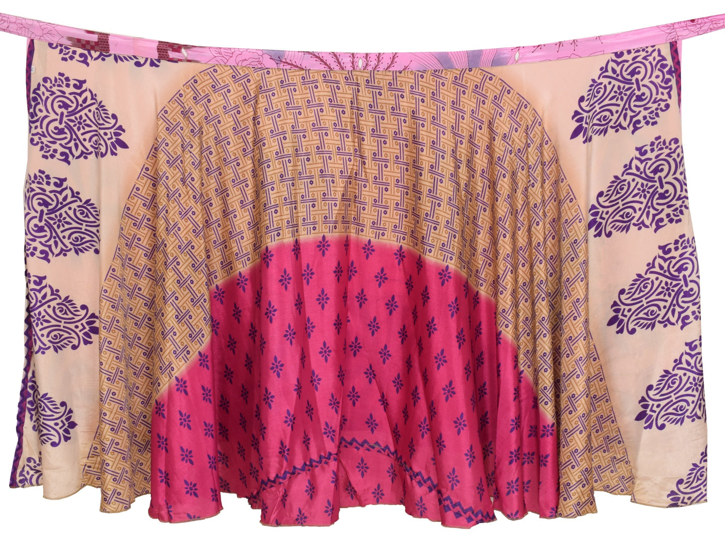 Sushila Vintage Art Silk Saree Magic Wrap Pink Reversible Skirt Beach Dress Boho