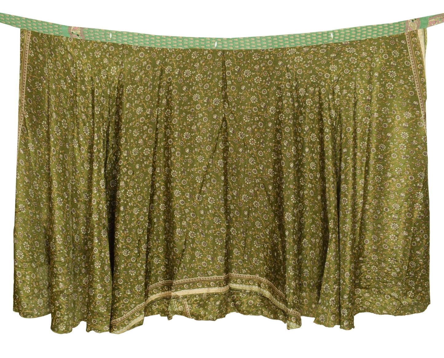 Sushila Vintage Henna Green Silk Saree Magic Wrap Reversible Skirt Beach Dress