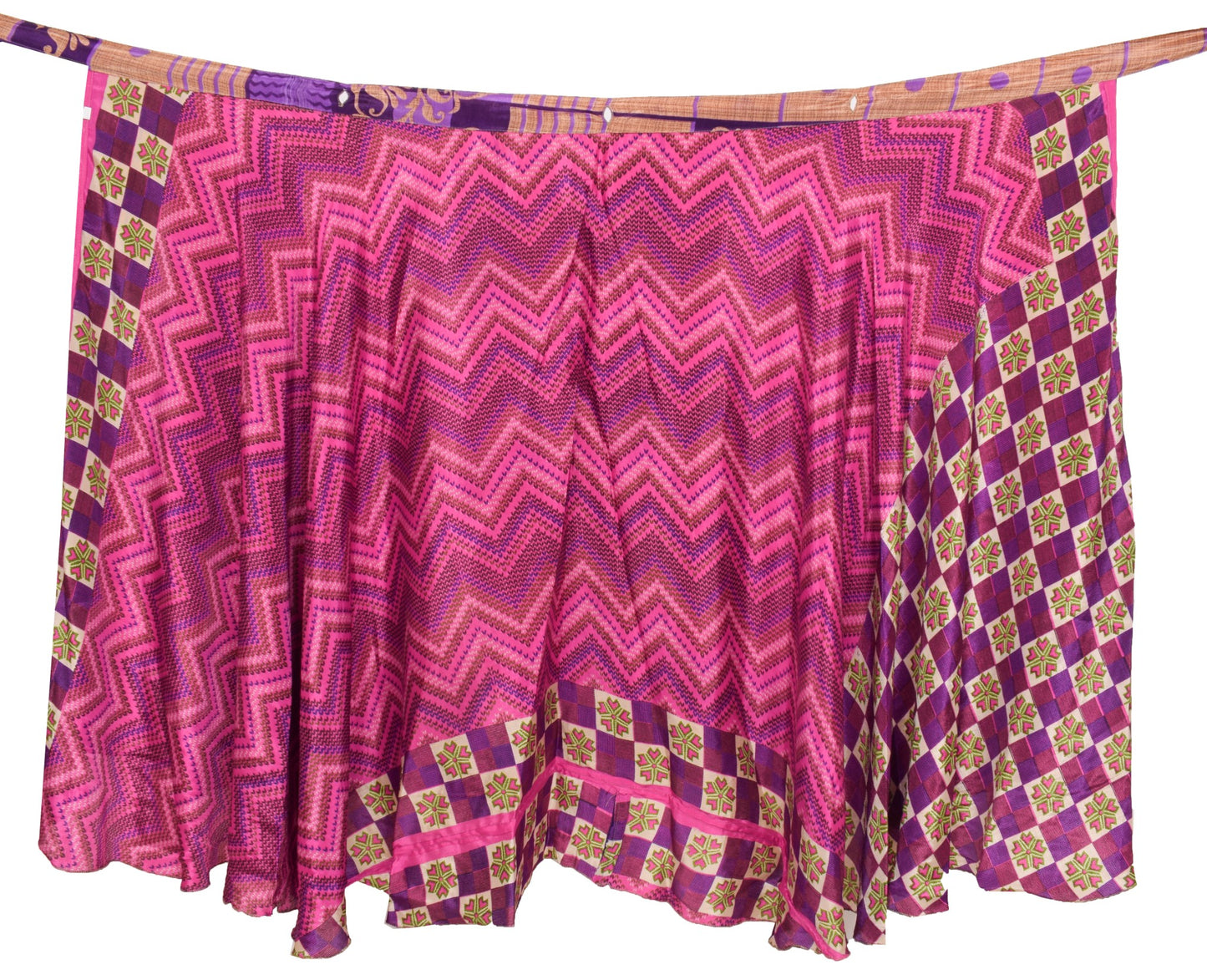 Sushila Vintage Dark Pink Silk Saree Magic Wrap Reversible Skirt Beach Dress